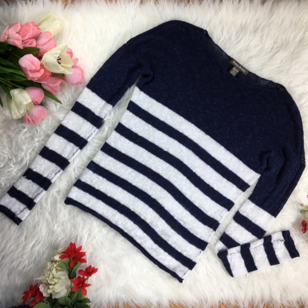 Tommy Bahama Navy and White Striped Sweater